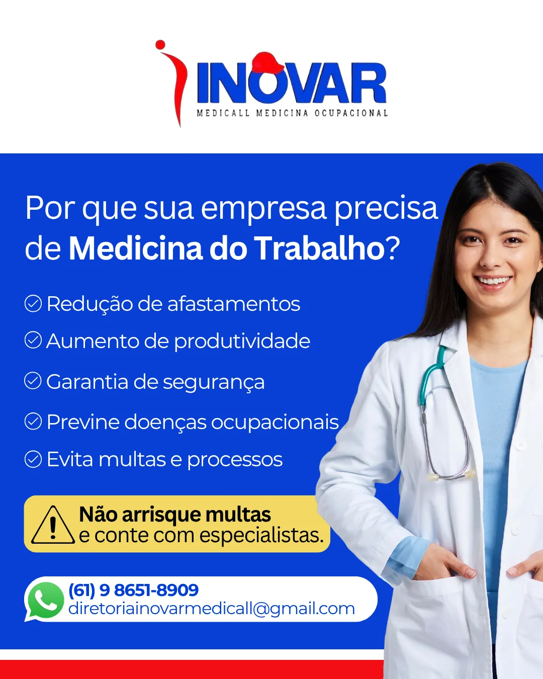 Peça institucional da Inovar Medicina Ocupacional sobre medicina do trabalho