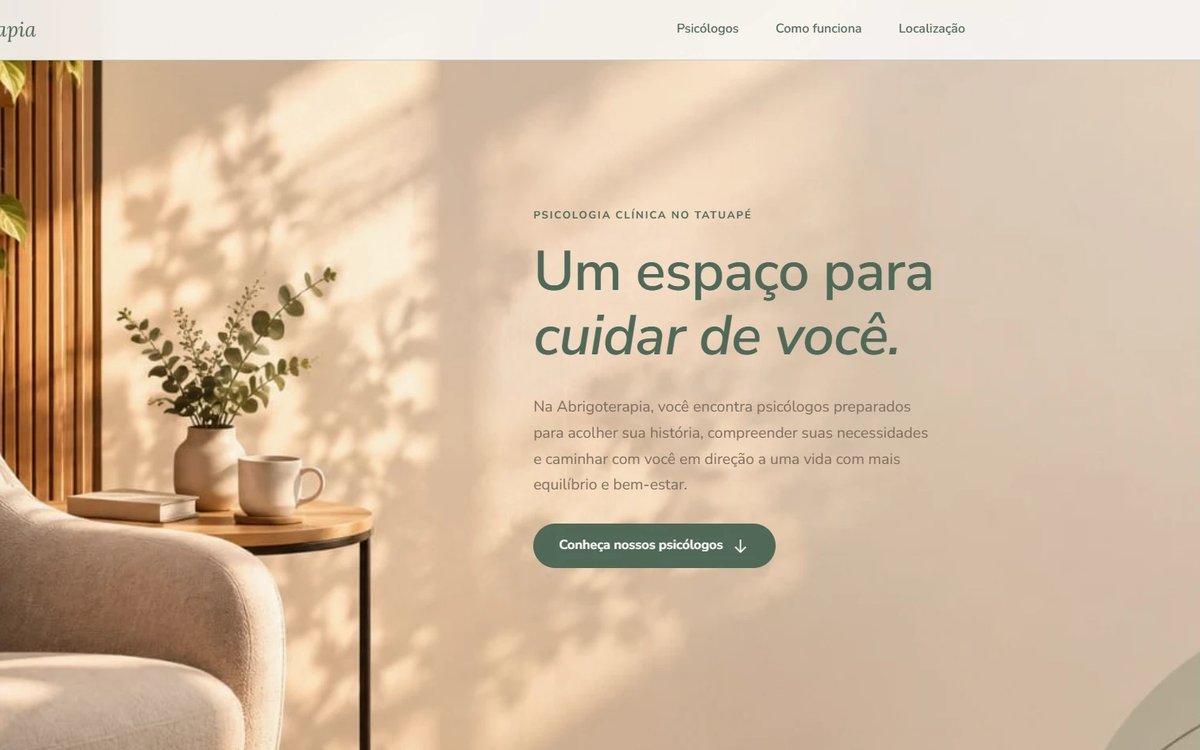Prévia do site da Abrigoterapia, Psicologia Clínica no Tatuapé